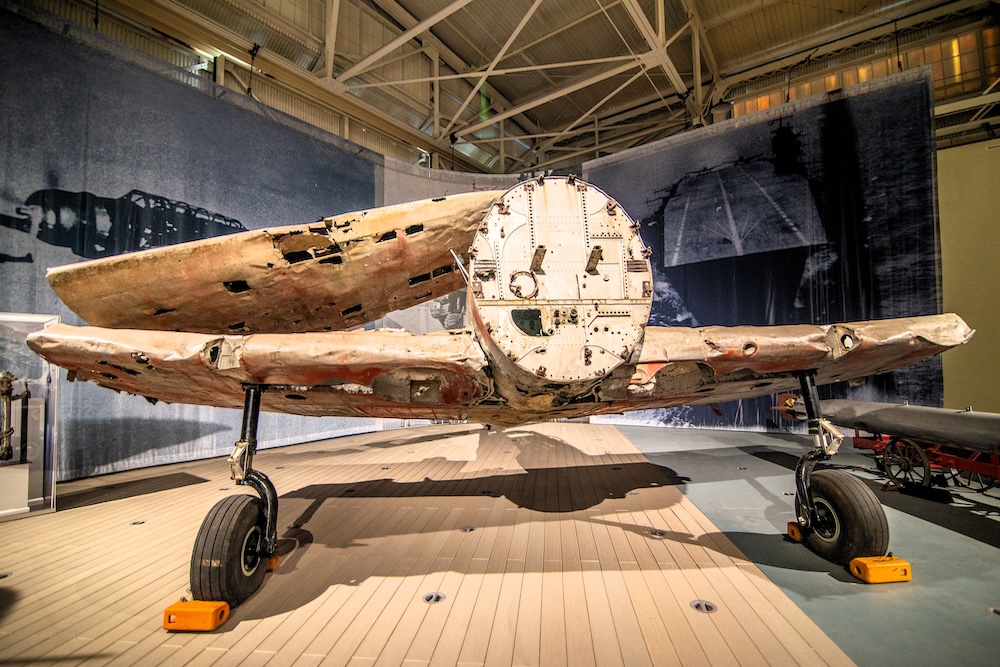 Cracked airplane at a museum