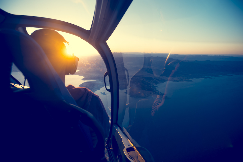 Flying in a helicopter 