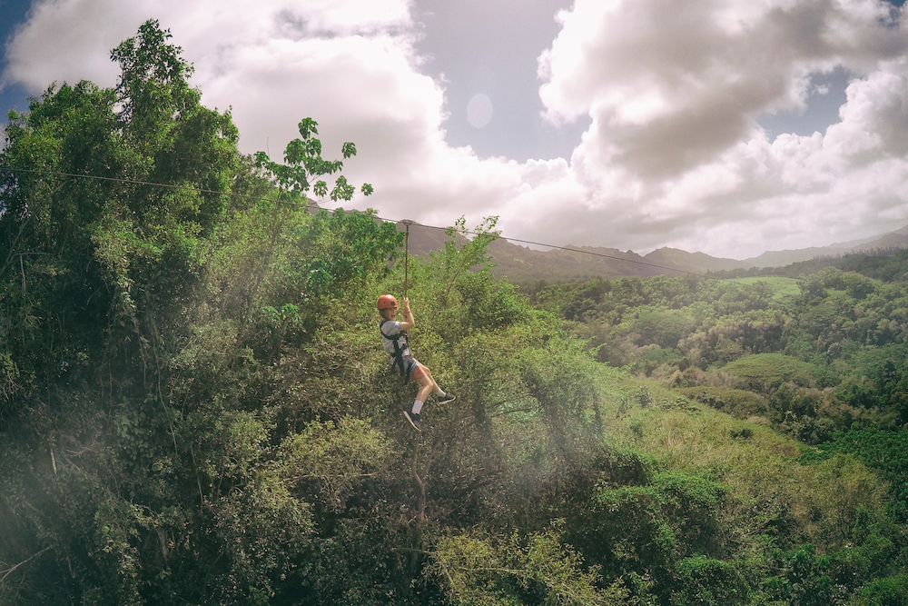 ziplining on Oahu