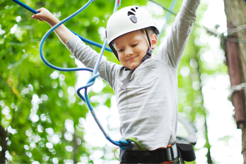 child on adventure tower