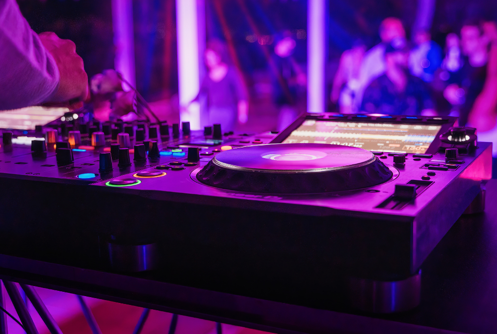 dj booth at nightclub