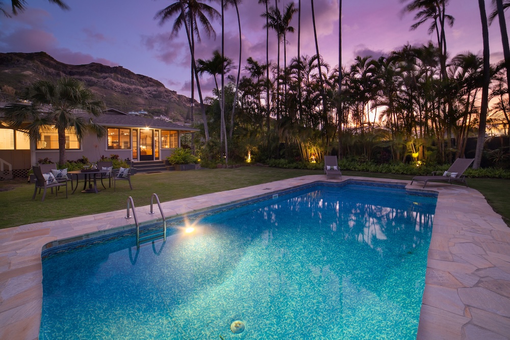 Pool view from Mokula Aina O'ahu Beachside Rental