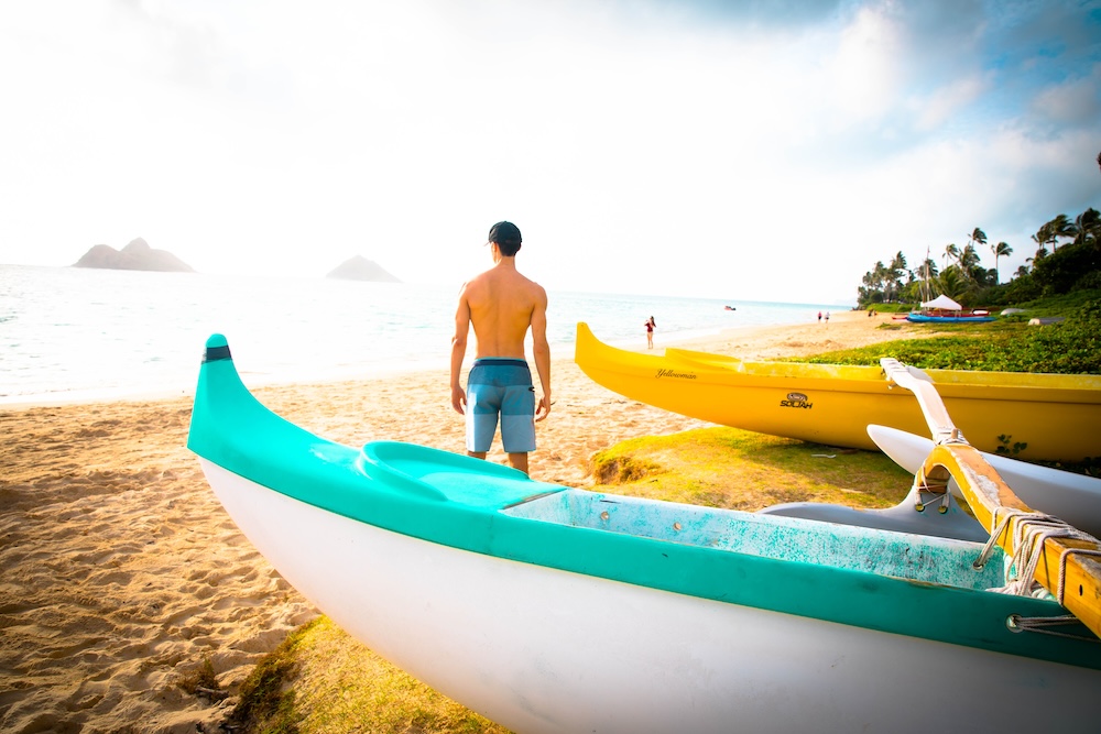 Oahu Kayaker standing on the beach